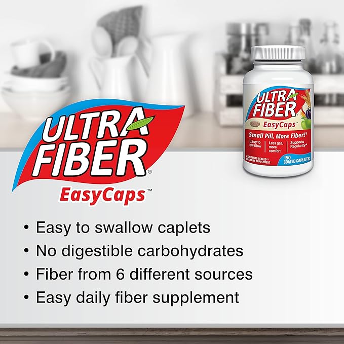 Caplets – High-Fiber Supplement for Regularity – 48% More Fiber per Caplet – Soluble & Insoluble Fiber Blend – Easy-to-Swallow Coated Caplets – 150ct