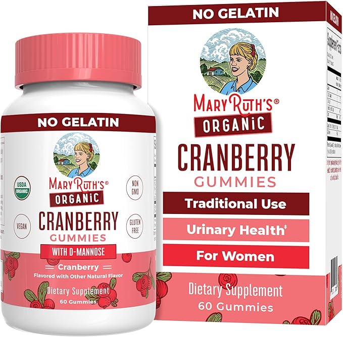 Organic Cranberry Gummies by MaryRuth's | 500mg Cranberry Supplement | Urinary Tract Health for Women | with D Mannose | Traditional Use | USDA Organic | Vegan | Non GMO | 30 Servings