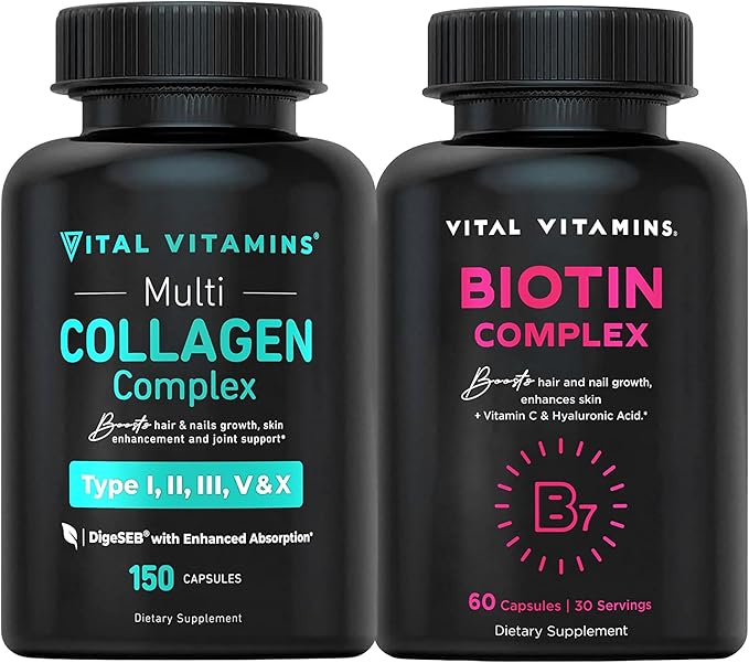 Vital Vitamins Multi Collagen Pills + Biotin Complex Pills