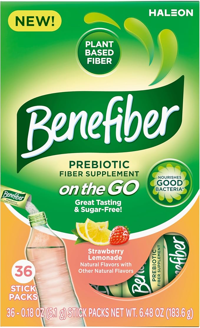 Benefiber Fiber Supplement, Strawberry Lemonade, On The Go Stick Packs, 36 Count
