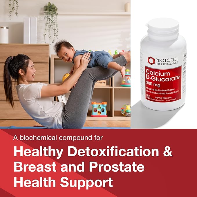 PROTOCOL FOR LIFE BALANCE Calcium D-Glucarate - 500mg Calcium D Glucarate - Detox Support - for Breast & Prostate Health - Non-GMO & Dairy Free - 90 Veg Caps