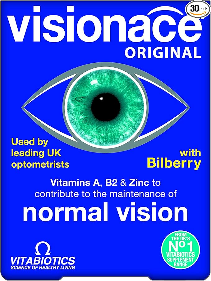Vitabiotics Visionace Original - Nutritional Multivitamin for Normal Vision | Vitamins A, B2 and Zinc - 30 Tablets
