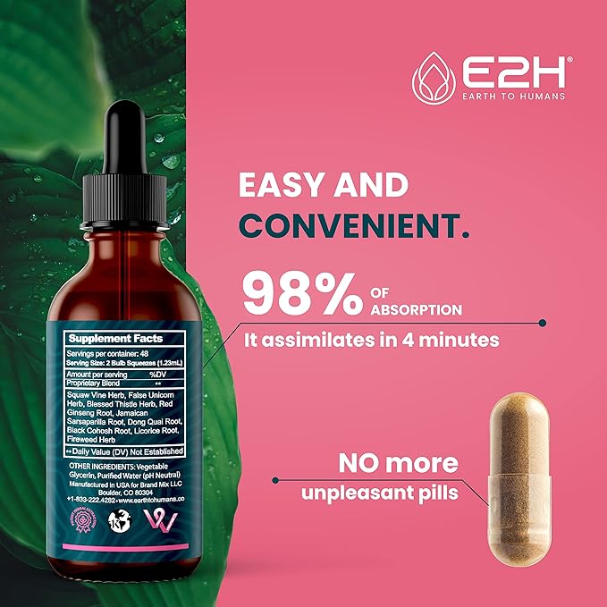 E2H All Natural Women's Wellness, Hormone Balance and PMS Relief with Black Cohosh, Dong Quai and Licorice Root for Hot Flash Relief (3 Bottles)