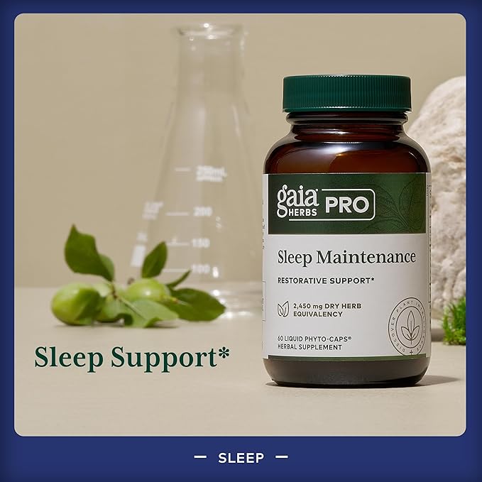 Gaia Herbs PRO Sleep Maintenance - Adrenal Health & Sleep Support* - Supplement with Ashwagandha Magnolia Bark & Jujube Date - Vegan Gluten-Free - 60 Liquid-Filled Capsules (30 Servings)