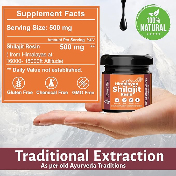 Pure Himalayan Shilajit Resin for Men & Women, 85+ Trace Minerals, 75%+ Fulvic Acid for Energy Boost & Immune Support, Himalayan Resin Ayurveda Product - 1.06 oz