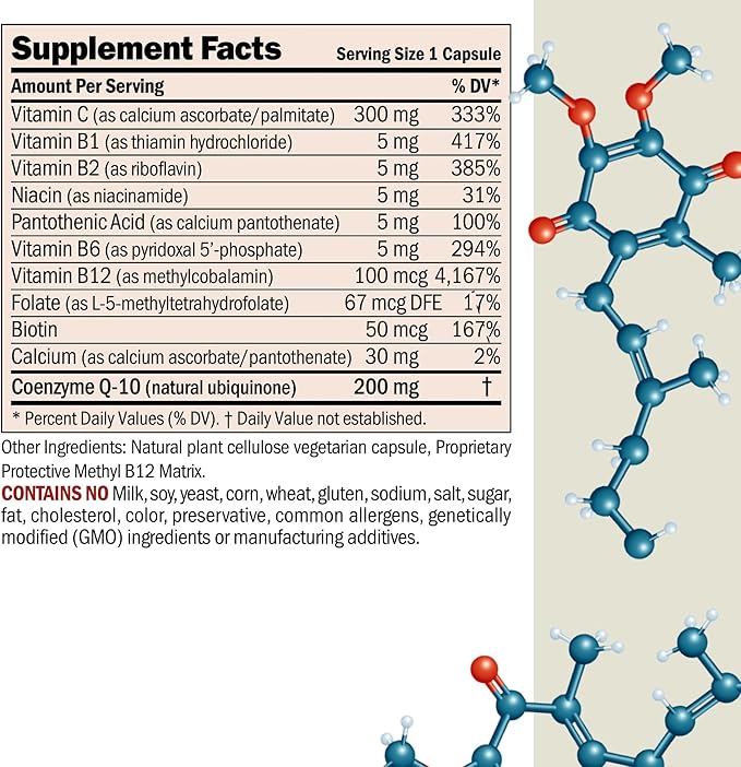 ANDREW LESSMAN Coenzyme Q-10 200 mg 180 Capsules - Essential for Energy Production and Optimum Key Organ Function, Anti-Oxidant Support, Depleted by Aging, Plus B-Complex. Easy to Swallow Capsules