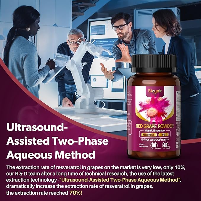 Piceid Resveratrol Supplement and NAD+ Cell Regenerator, Nitric Oxide Supplement, Support Heart Health, Blood Flow, Cellular Energy Production & Metabolism, Red Grape Powder, 45 Day Supply