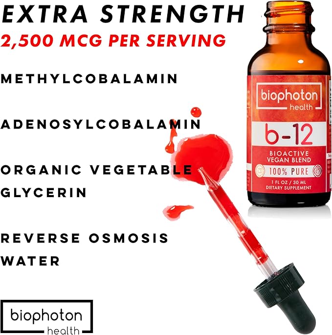 Liposomal Vitamin B12 Liquid Supplement - Bioactive Methyl Blend - Vegan & Non GMO - Organic Glycerin & Sugar Free (1 Fl Oz)