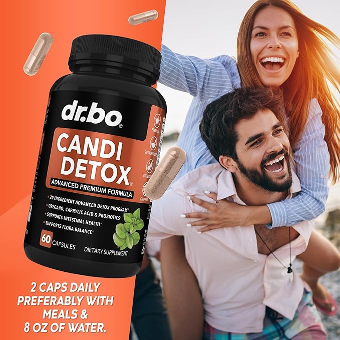 Candida Cleanse Detox for Women & Men - Candi Detox Support Supplement Pills, Anti Overgrowth Gut Balance Probiotic Flora Complex Supplements - Organic Oregano Oil Drops Liquid & Black Walnut Wormwood
