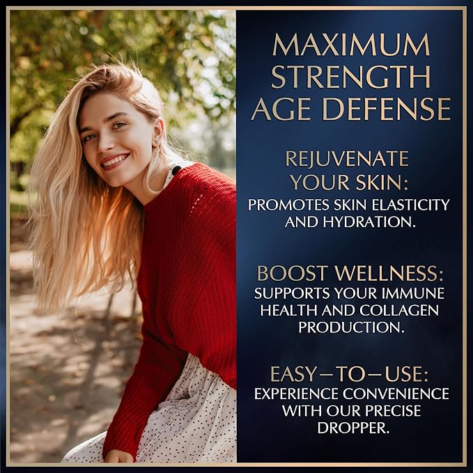 Liquid Collagen Peptides with Biotin and L-Lysine - Max Hair Skin and Nails Support for Women - 50,000mcg Collagen Liquid, 10,000mcg Biotin Lysine Drops - 2oz Strawberry Drink
