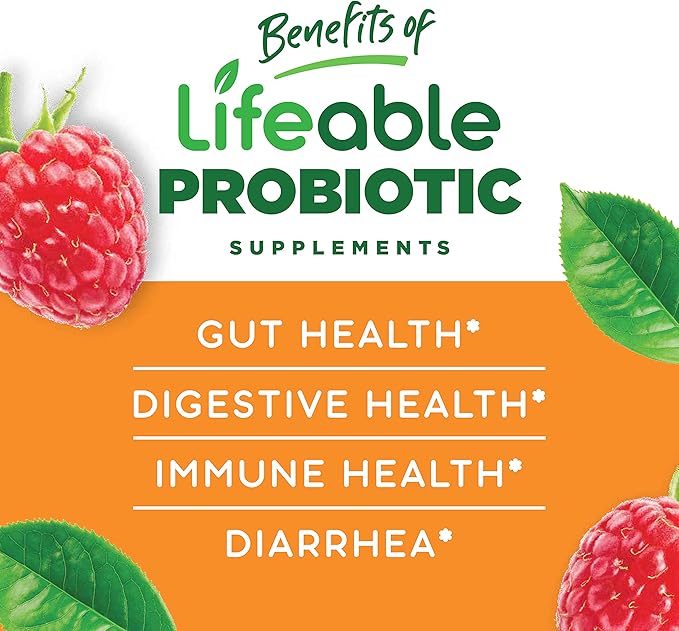 Lifeable Probiotic 2 Billion CFU + Calcium Magnesium, Gummies Bundle - Great Tasting, Vitamin Supplement, Gluten Free, GMO Free, Chewable Gummy