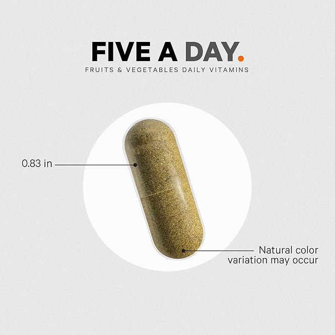 Codeage 5 Servings of Fruits & Veggies Equivalent in 1 Single Capsule - Whole Food Instantfood with 15 Greens & Fruits in All-in-One Pill, Eat Vegetables - Vegan Vitamins Supplement - Non-GMO - 30 ct