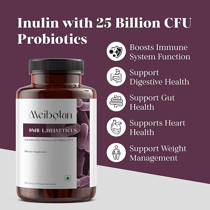 L-Helveticus Probiotic Bacteria with 25 Billion CFU for Women & Men, Helps Digestion, Nutrient Absorption and Fight Bad Bacterias - 60 Veggie Capsules