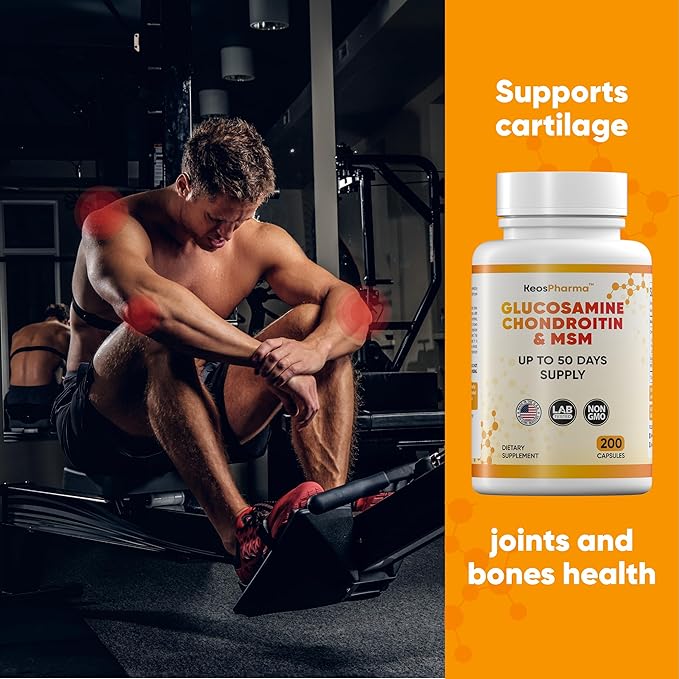 MSM Glucosamine Chondroitin MSM Capsules 200x pcs Joint Support Supplement 50 Days Supply - Chondroitin & Glucosamine Nutritional Supplements Convenient Dosage Triple Strength Formula