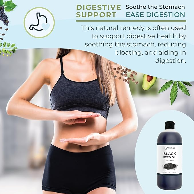 Zatural Black Seed Oil Nigella Sativa Cold Pressed Cumin Oil Digestion, Skin, Brain, Immune, Joints & More (32 Fl Oz)