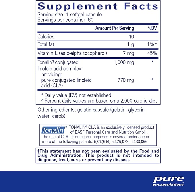 Pure Encapsulations CLA (Conjugated Linoleic Acid) 1,000 mg | Promotes Healthy Body Composition with Exercise* | 60 Softgel Capsules