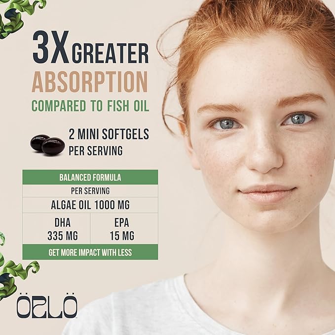 Orlo DHA - Vegan DHA Omega 3 Supplement - Triple Strength Omega3s - Plant Based DHA & EPA Fatty Acids Algae Omega-3 Oil - Krill or Fish Oil Alternative (60 Mini Softgels KIT)