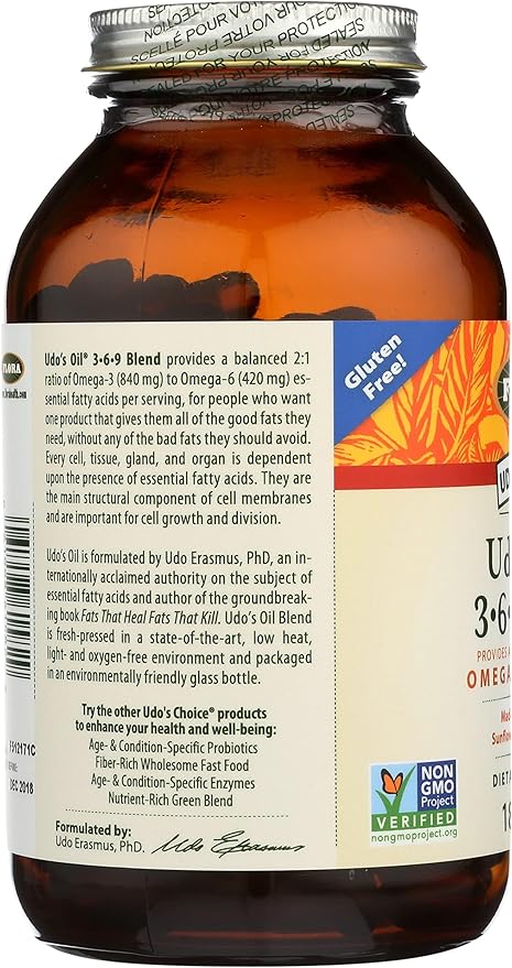 Flora - Udo's Choice, Omega 369 Oil Blend, Vegetarian Capsules, 180 Count,61582