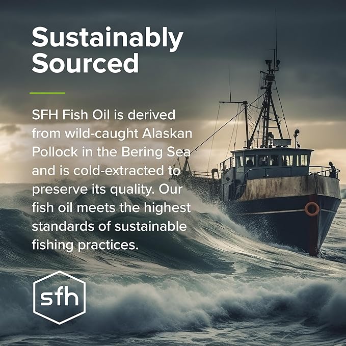 SFH Super Omega 3 Orange Fish Oil Liquid + Vitamin D | Highly Concentrated 3400mg Omega 3s + 1000IU Vitamin D3 | Sustainably Sourced Alaskan Pollock | Spill-Proof Lids | 8oz