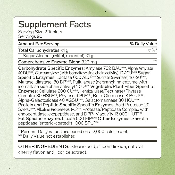 Dr Amy Myers Digestive Enzymes Chewable – Complete Enzymes Support Leaky Gut, Acid Reflux, Gas, Bloating, Gluten Exposure – Amylase, Lipase, Lactase, Alkaline, Protease, Sucrase + More – 180 Tablets