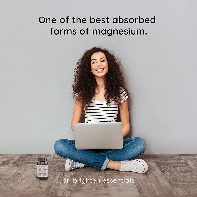 Dr. Brighten Magnesium Plus (as Magnesium Bi-glyncinate) - Beneficial in Maintaining a Healthy Mood, Sleep, Hormone Balance and Reducing Symptoms of PMS and Menstrual Cramps