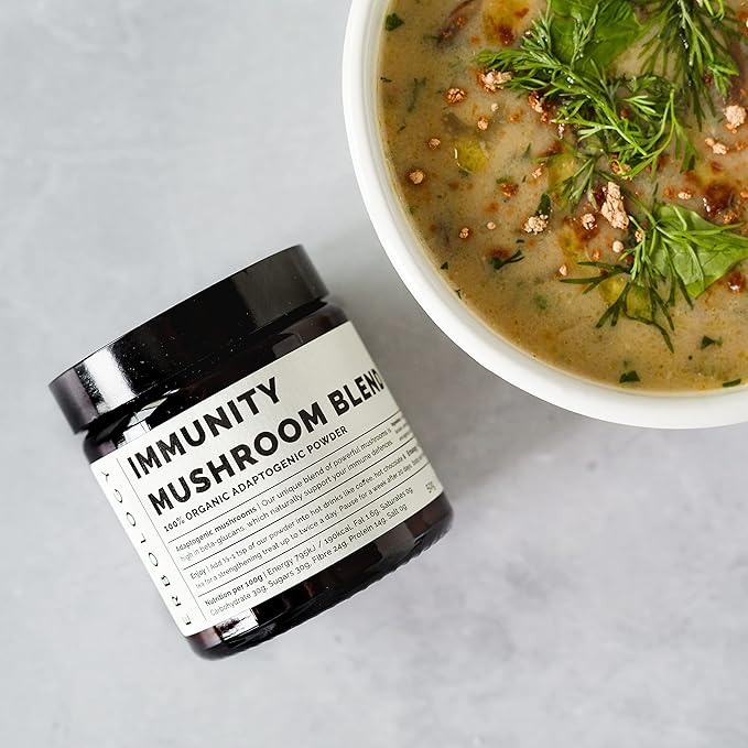 Erbology Organic Immunity Mushroom Complex 50 Servings - High in Beta-glucans - Reishi, Cordyceps, Lion's Mane, Turkey Tail - Sustainably Grown in Europe - Vegan - Non-GMO - No Added Fillers