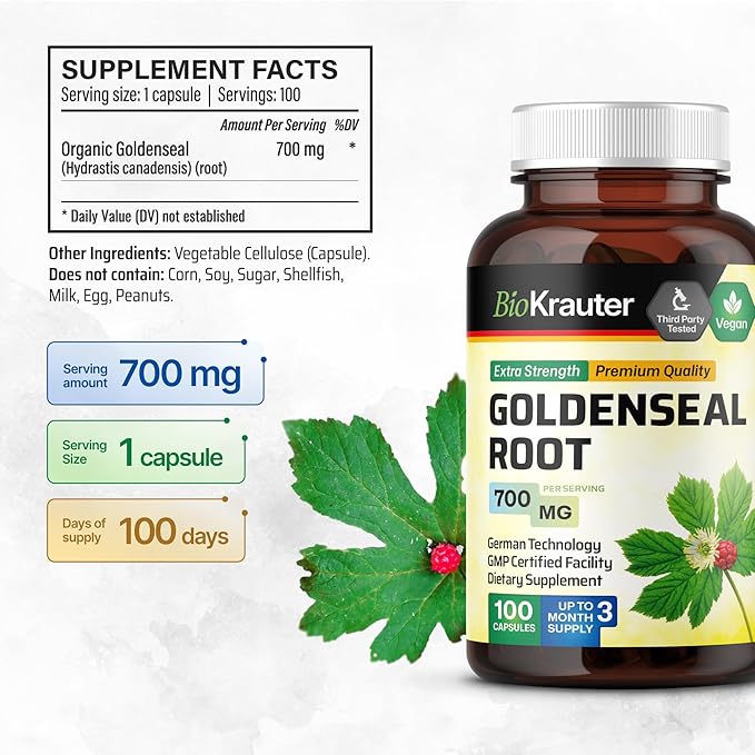BIO KRAUTER Goldenseal 100 Capsules & Slippery Elm 60 Gummies