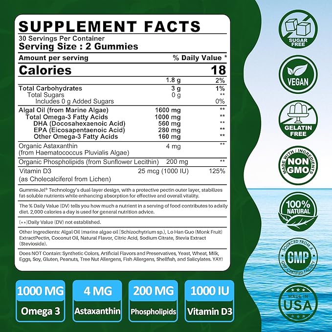 Vegan Omega 3 Gummies Sugar Free + Berberine Supplement