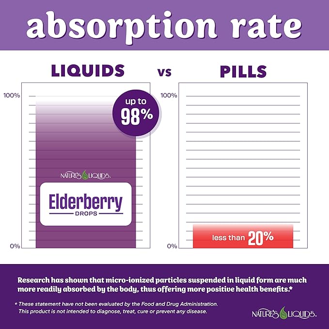 Nature's Liquids Organic Elderberry Syrup Sugar Free | Immune Support for Kids and Adults | 1 Serving Equals 60 Elderberries (2 Fl Oz)