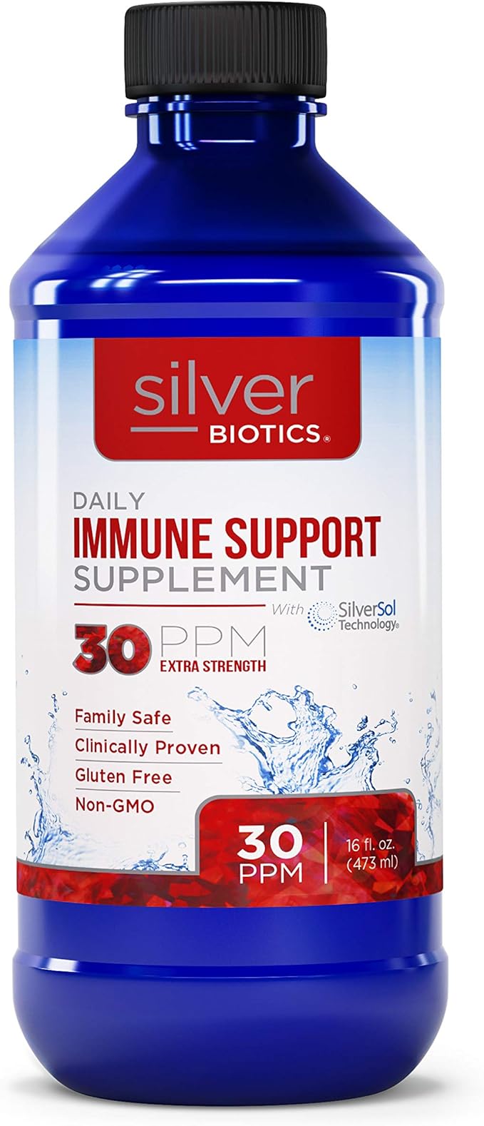 Silver Biotics 30 PPM Extra Strength Daily Immune Support Supplement with Silversol Technology | The Perfect Daily Defense Boost for Your Immune System | 16 Fl Oz