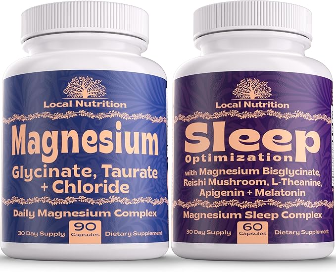 Natural Sleep Aid Magnesium Complex Bundle - Premium Sleep Support Supplement and Magnesium Supplement - One Month Supply, Made in The USA