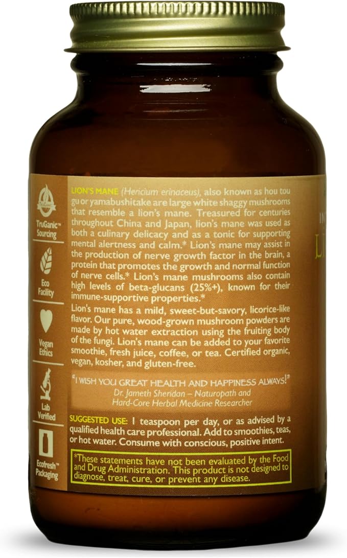 HealthForce SuperFoods Integrity Extracts Lion's Mane - Powder - 60 Grams