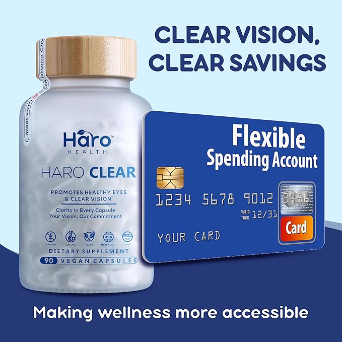 Lutein Supplement, HARO Clear AREDS 2 Eye Vitamin & Mineral Supplement, Contains Lutein and Zeaxanthin - Eye Strain and Blue Light Defense (90 Vegan Capsules)