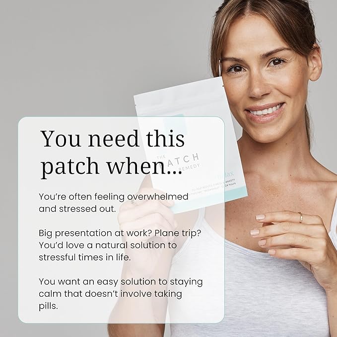 Relax Patches - 30 Topical Stress Relief Patches with Ashwagandha, L-theanine, Lemon Balm, Valerian, Passionflower, Vitamin B6, Rhodiola Rosea | Calming, Relieving, Relaxing