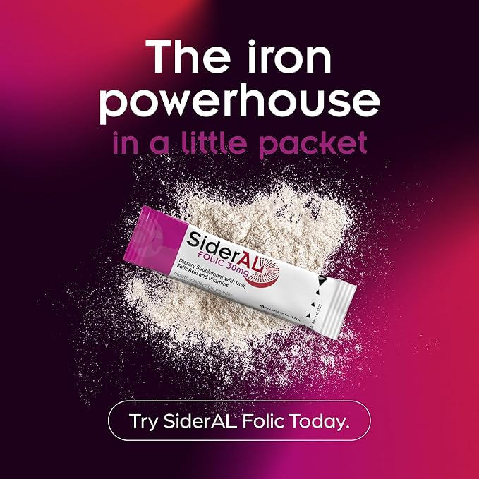 SiderAL® Folic Iron Supplement for Women | Folic Acid, Vitamin C and B12 | Gentle on Stomach | High Strength for Pregnancy, Energy, Anemia and Deficiency | Vegetarian-Friendly and Gluten-Friendly