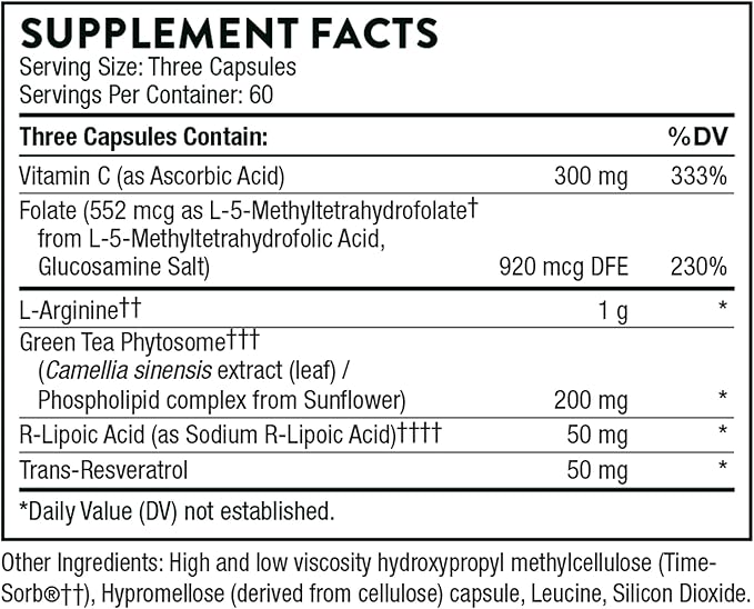 THORNE L-Arginine Plus (Formerly Perfusia Plus) - Sustained-Release Cofactors to Support Heart Function, Nitric Oxide Production & Optimal Blood Flow* - 180 Capsules