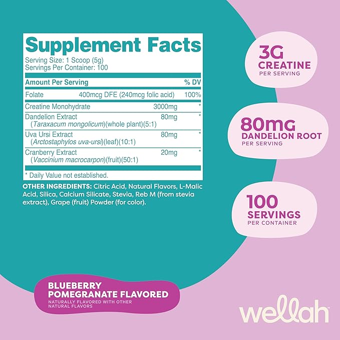 Pump-It-Up Creatine (100 Servings, Blueberry Pomegranate) - Creatine Monohydrate with Dandelion, Uva Ursi, & Cranberry Extract