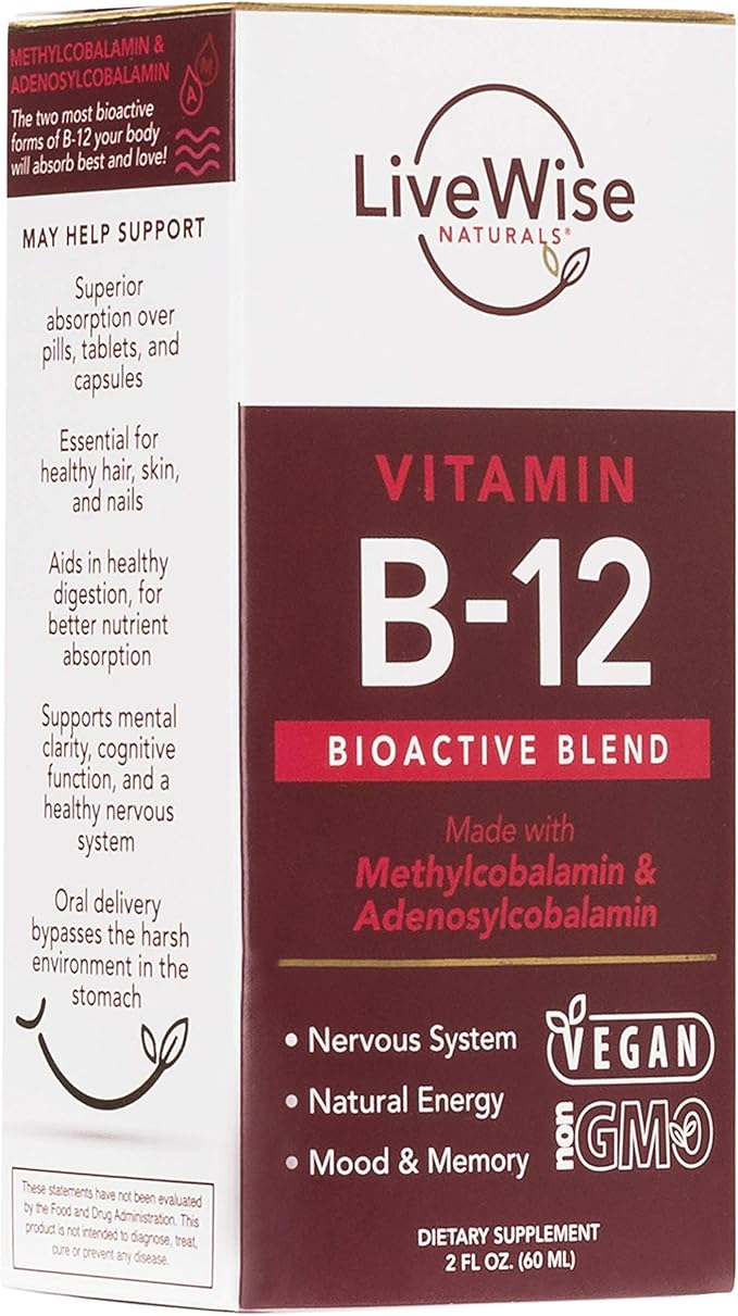 Liquid B12 Vitamin Sublingual – All-Natural Liquid Vitamin Vegan B12 Drops – Non-GMO Adenosylcobalamin Methylcobalamin B12 Supplement – Boost Your Immune System, Metabolism, Energy and Focus!