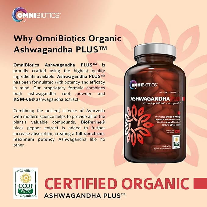 Organic Ashwagandha Supplement - 1300mg Ashwagandha KSM 66 Root Extract with Extra Strength Formula for Cortisol Balance, Mood Support, Stress Relief, and Sleep. Non-GMO - 120 Organic Vegan Capsules