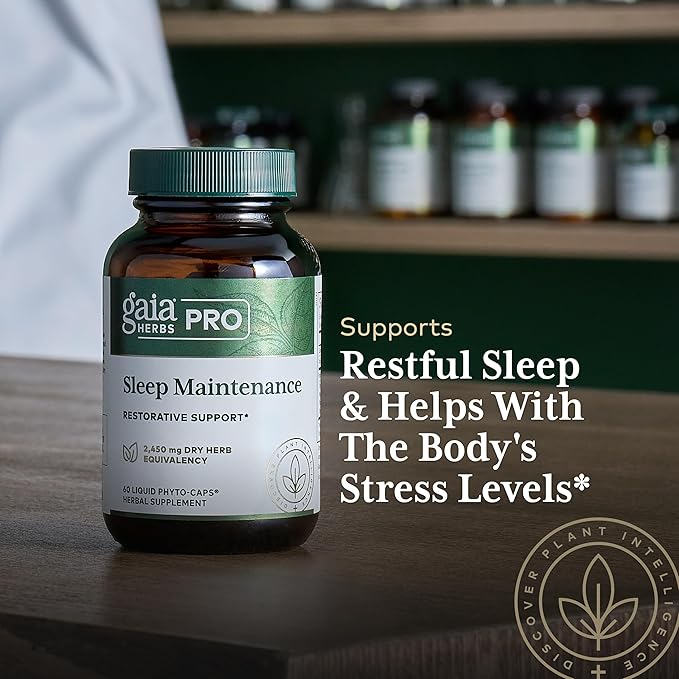 Gaia Herbs PRO Sleep Maintenance - Adrenal Health & Sleep Support* - Supplement with Ashwagandha Magnolia Bark & Jujube Date - Vegan Gluten-Free - 60 Liquid-Filled Capsules (30 Servings)