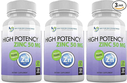 Zinc 50mg - Zinc Picolinate Immune Health Support Supplement 360 Veggie Capsules for Adults and Kids Vitamin, Well-Absorbed High Potency Pure Zinc Supplements - 50mg Per Serving