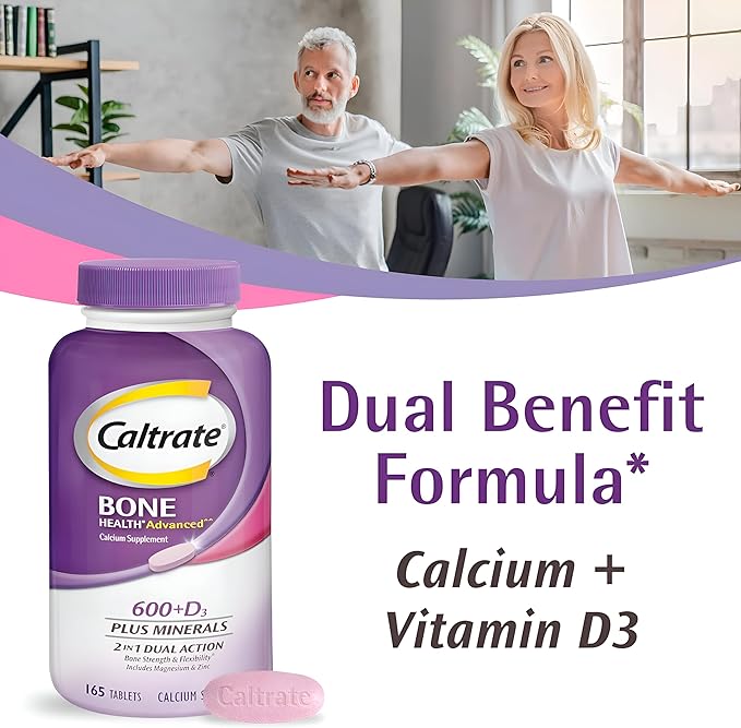Caltrate 600+D3 Plus Minerals Calcium and Vitamin D Supplement Tablets, Bone Health and Mineral Supplement for Adults - 60 Count