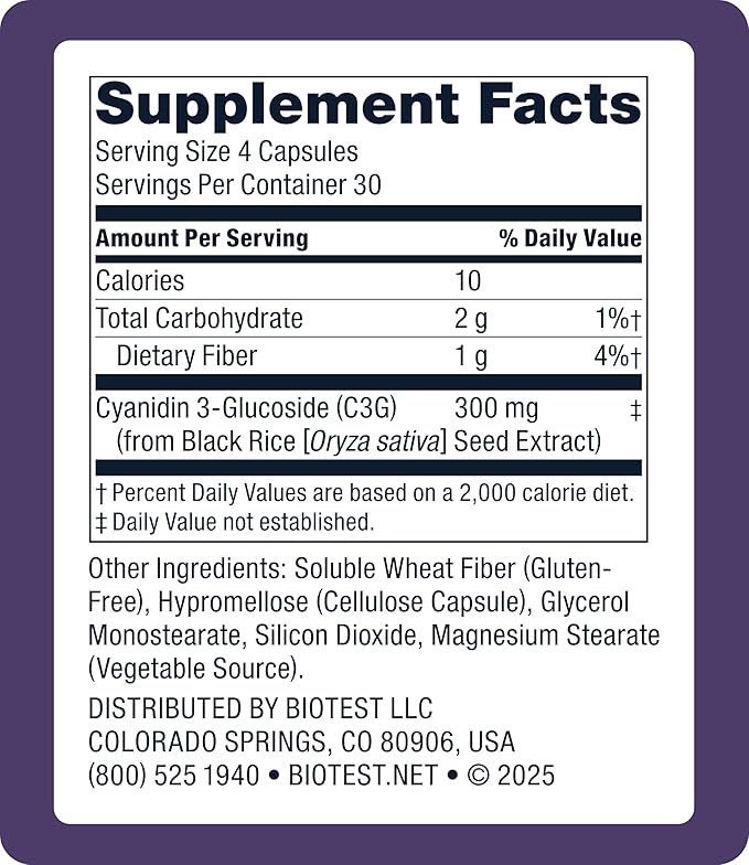 Biotest Indigo-3G - Feeds Muscle, Starves Fat with Cyanidin 3-Glucoside (C3G) for Metabolic Health - 30-Day Supply, 120 Capsules