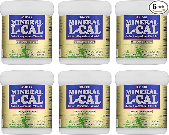 Mineral L-Cal, Calcium with Vitamin D3 In Ball Format, Enriched with Magnesium and Minerals, Water Soluble and Fast Absorbing, Calcium Magnesium D3 Supplement, 3,600 Balls & 360g per Bottle, Pack of 6