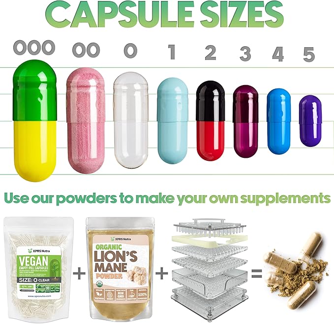 XPRS Nutra Size 1 Empty Capsules - 5000 Count Clear Empty Gelatin Capsules - Pill DIY Capsule Filling - Pure Bovine Pill Gel Caps for Do-It-Yourself Supplements