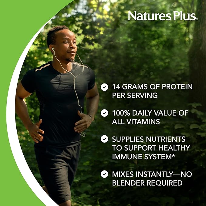 Natures Plus SPIRU-TEIN, Vanilla - 1.06 lbs, Pack of 2 - Plant-Based Protein Powder - Vegetarian, Gluten Free - 32 Total Servings