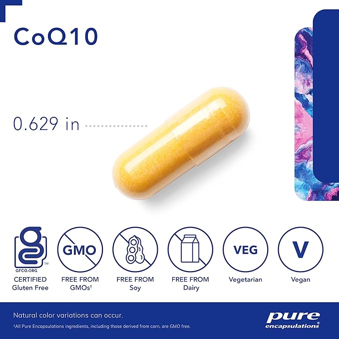 Pure Encapsulations CoQ10 60 mg | Coenzyme Q10 Supplement for Energy, Antioxidants, Brain and Cellular Health, Cognition, and Cardiovascular Support* | 60 Capsules