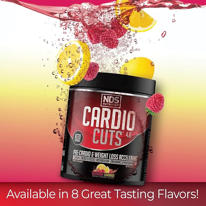 NDS Nutrition 4.0 Pre Workout Supplement - Advanced Weight Loss and Pre Cardio Formula with L-Carnitine, CLA, MCTs, L-Glutamine, and Safflower Oil - Razz Lemonade (40 Servings)