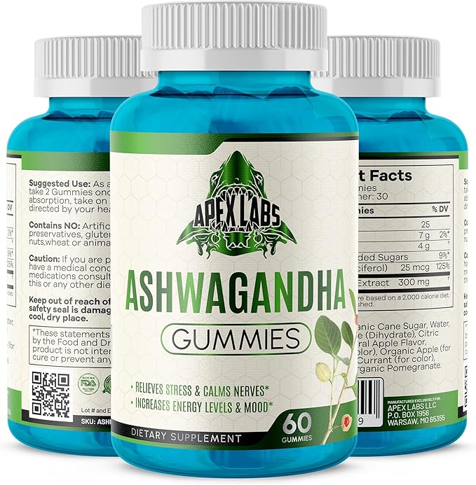 Ashwagandha Gummies - 60 Count - Mixed Berry, KSM-66, Vegan, Plant Based, Non-GMO, Gluten-Free & Gelatin Free Relax