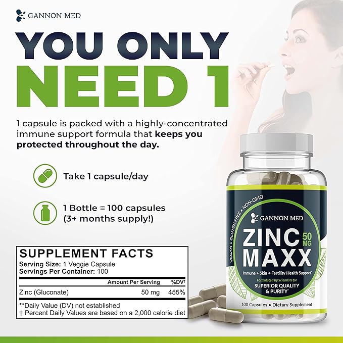 Zinc Supplements - Immunity + Skin + Reproductive Health Minerals - Zinc Chelate Immune Booster for Kids & Adults (2 Pack, Zinc MAXX)